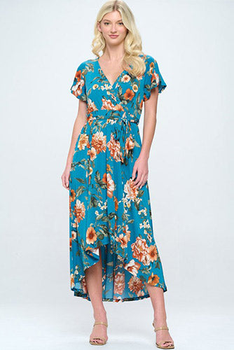 Summer in Spain Hi Lo Dress in Teal