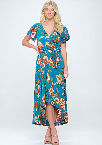 Summer in Spain Hi Lo Dress in Teal