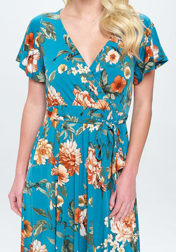 Summer in Spain Hi Lo Dress in Teal