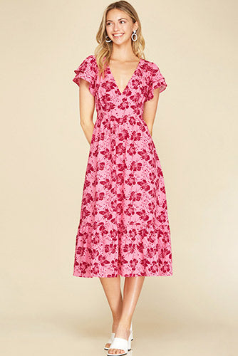 Winery Weekend Midi Dress in Pink