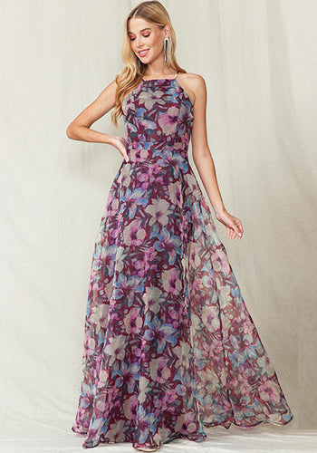 Talulla Floral Dress in Plum