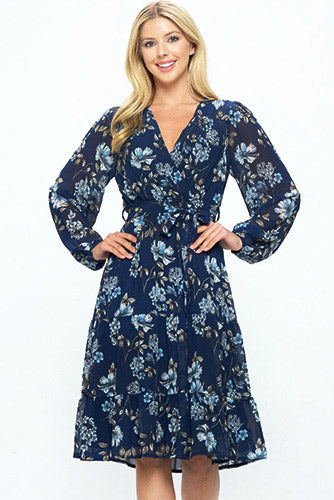 Tea Date Dress in Navy Wild Flowers