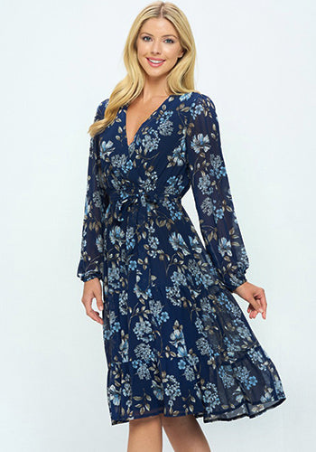 Tea Date Dress in Navy Wild Flowers