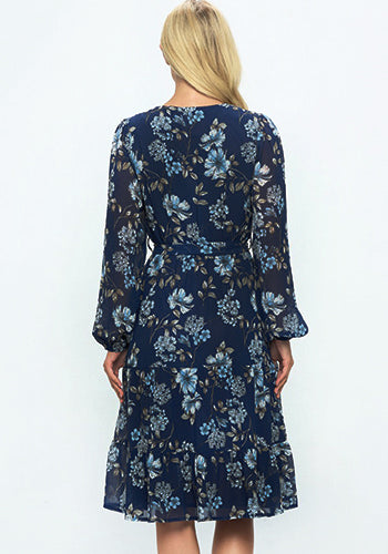 Tea Date Dress in Navy Wild Flowers