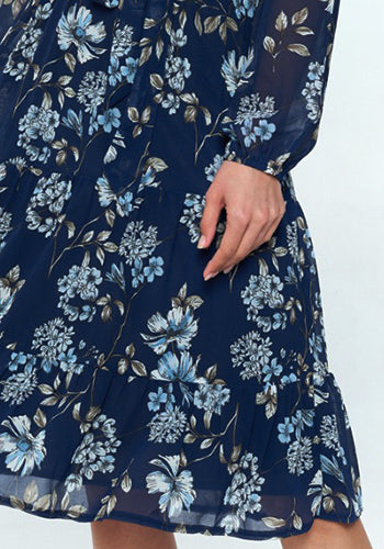 Tea Date Dress in Navy Wild Flowers