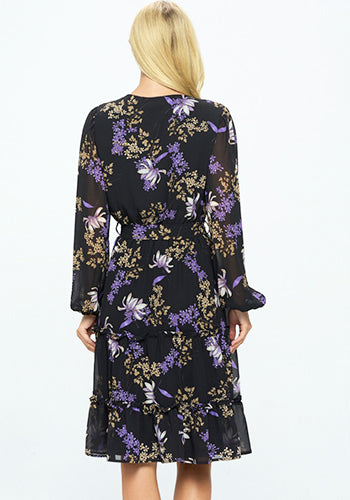 Tea Date Dress in Black Floral