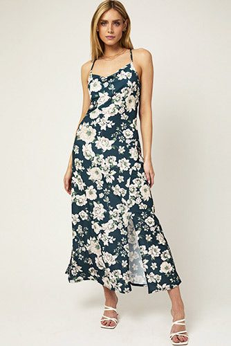 Boat Party Dress in Green Floral