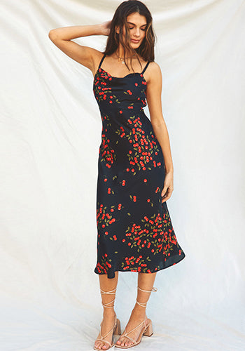 Mon Cheri Midi Dress in Cherry