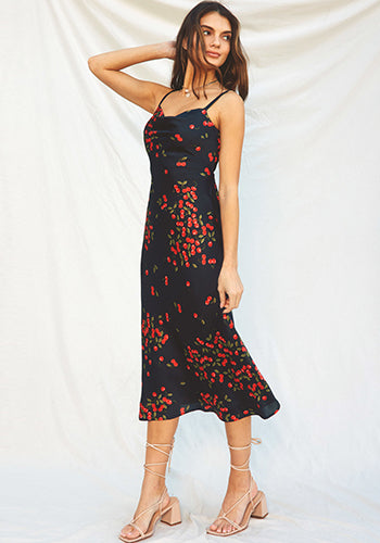 Mon Cheri Midi Dress in Cherry