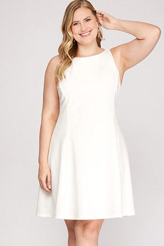 Simple Plan Dress in White - Plus