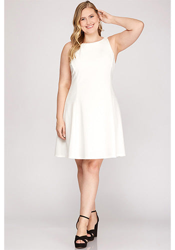 Simple Plan Dress in White - Plus