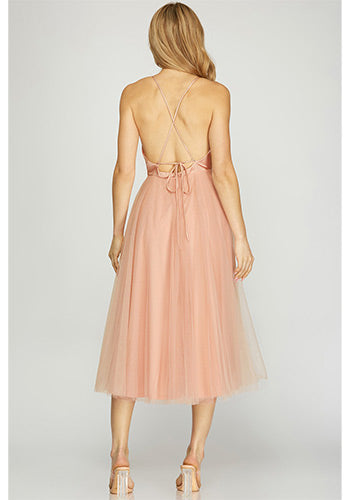 Dolly Up Tulle Dress in Peach