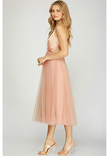 Dolly Up Tulle Dress in Peach