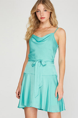 Sugar Craving Dress Aqua Satin