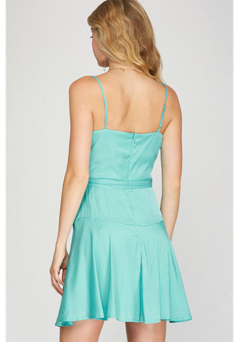 Sugar Craving Dress Aqua Satin