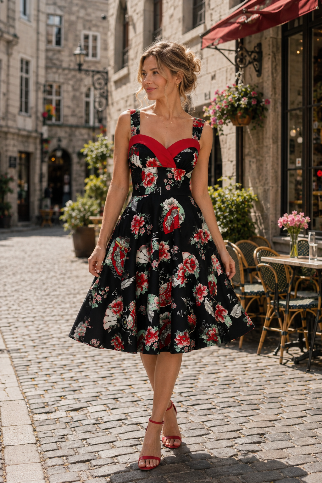 Fan Fair Dress Black Red