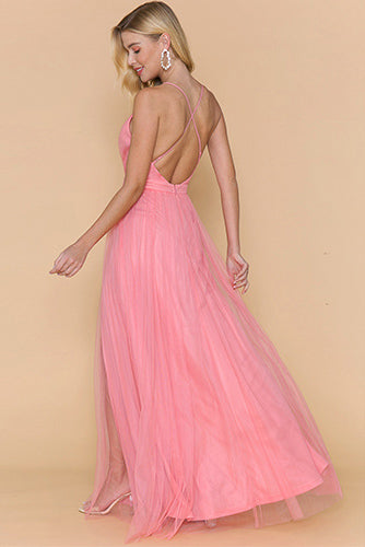 Sasha Tulle Maxi Dress in Blossom Pink