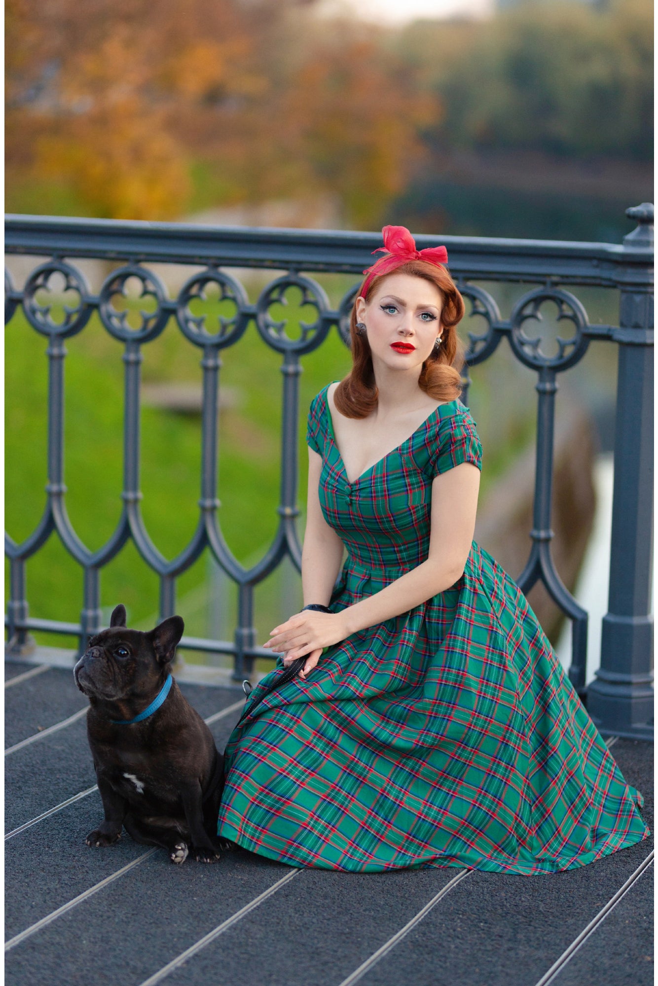 Lily Retro Dress in Green Tartan