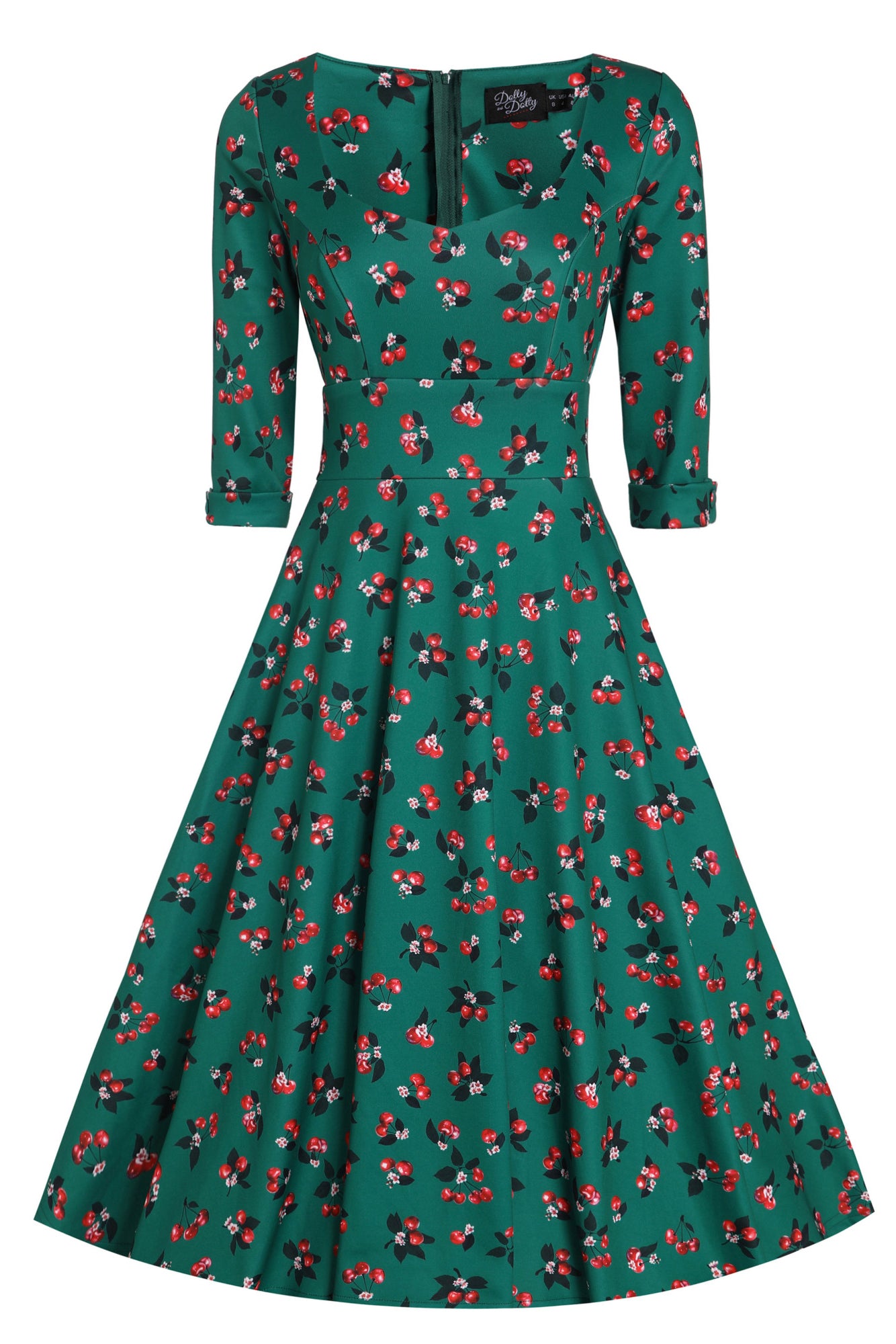 Scarlette Dress in Green Cherry