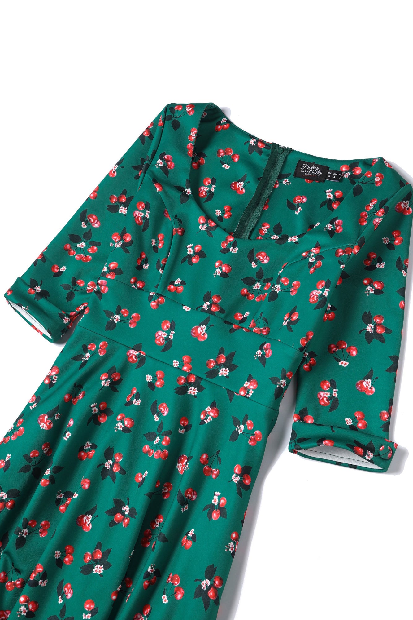 Scarlette Dress in Green Cherry