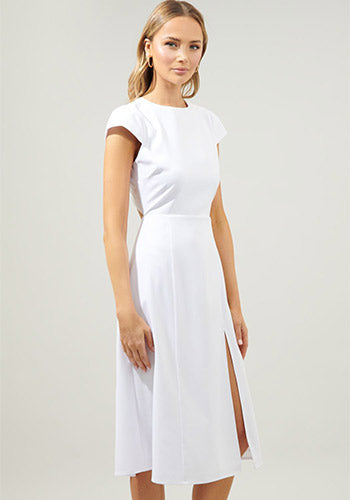 Kiss And Not Tell Midi Dress in White