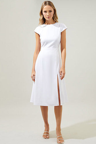 Kiss And Not Tell Midi Dress in White