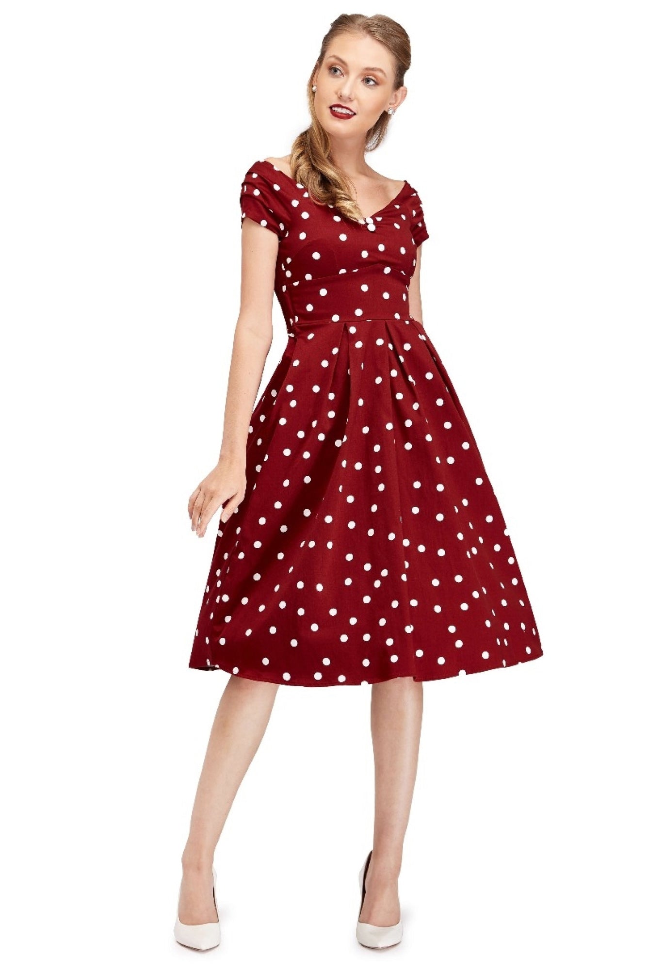 Lily Retro Dress in Burgundy