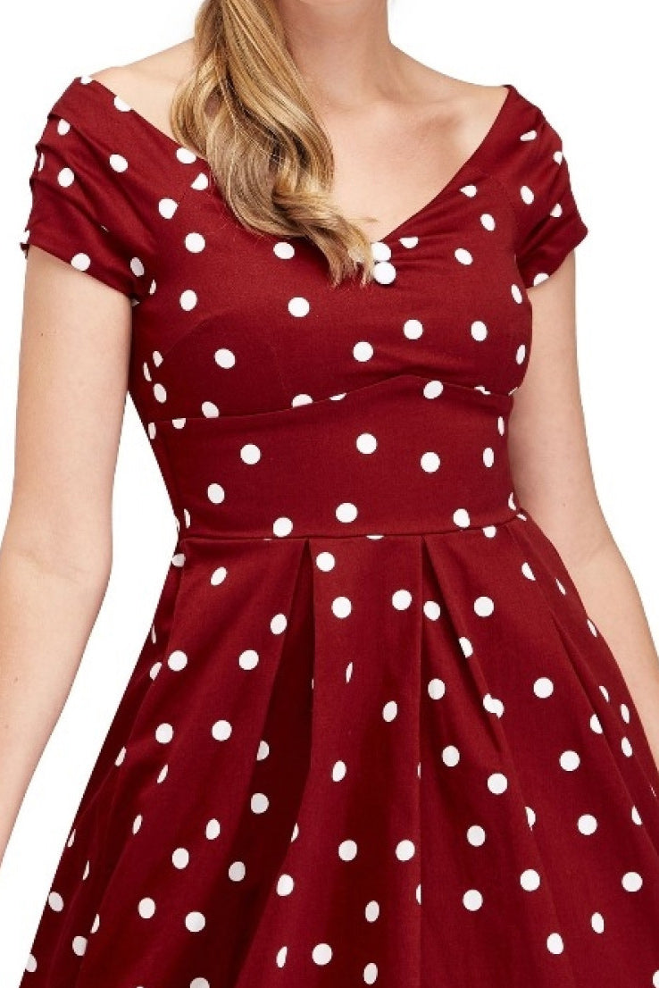 Lily Retro Dress in Burgundy