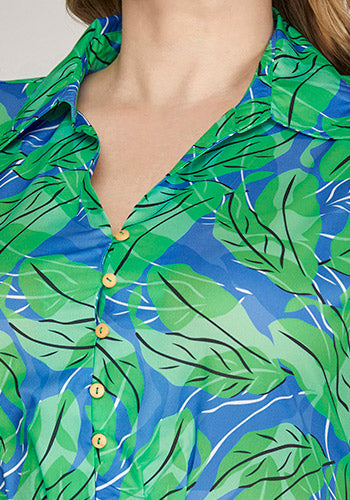 Vacation Bound Dress in Green/Blue - Plus