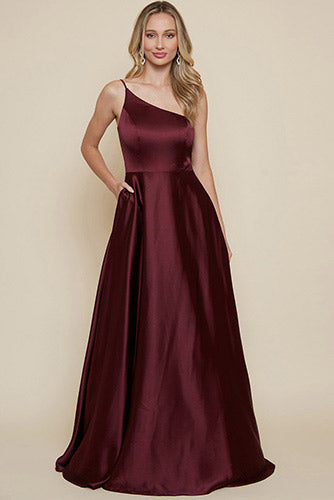 Winona Satin Dress in Wine