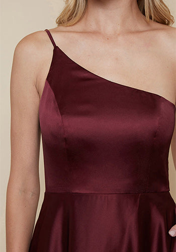 Winona Satin Dress in Wine