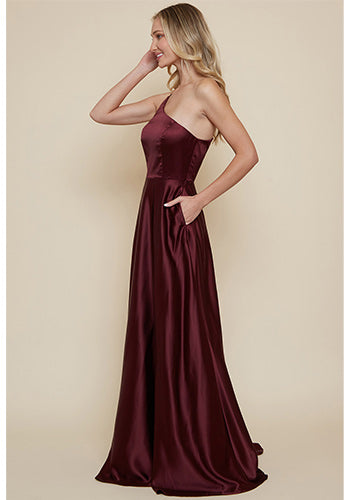 Winona Satin Dress in Wine