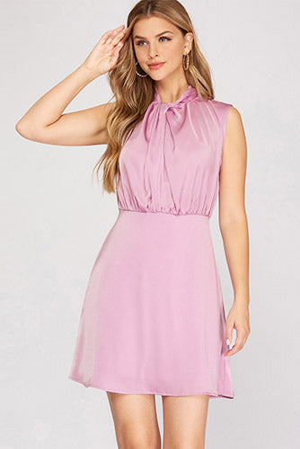 Sugar Cravings Dress in Pink Satin