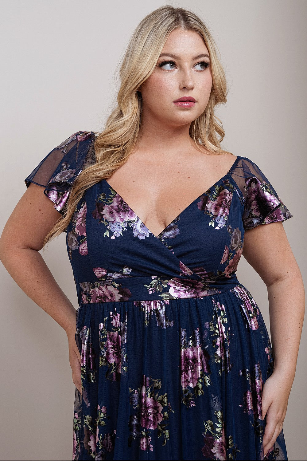 Belinda Dress in Navy Floral - Plus