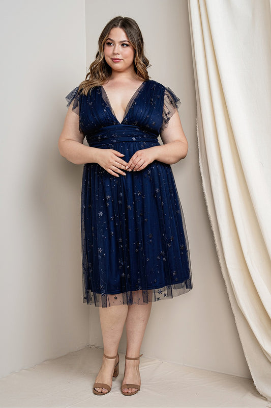 Stella Midi Dress in Sapphire