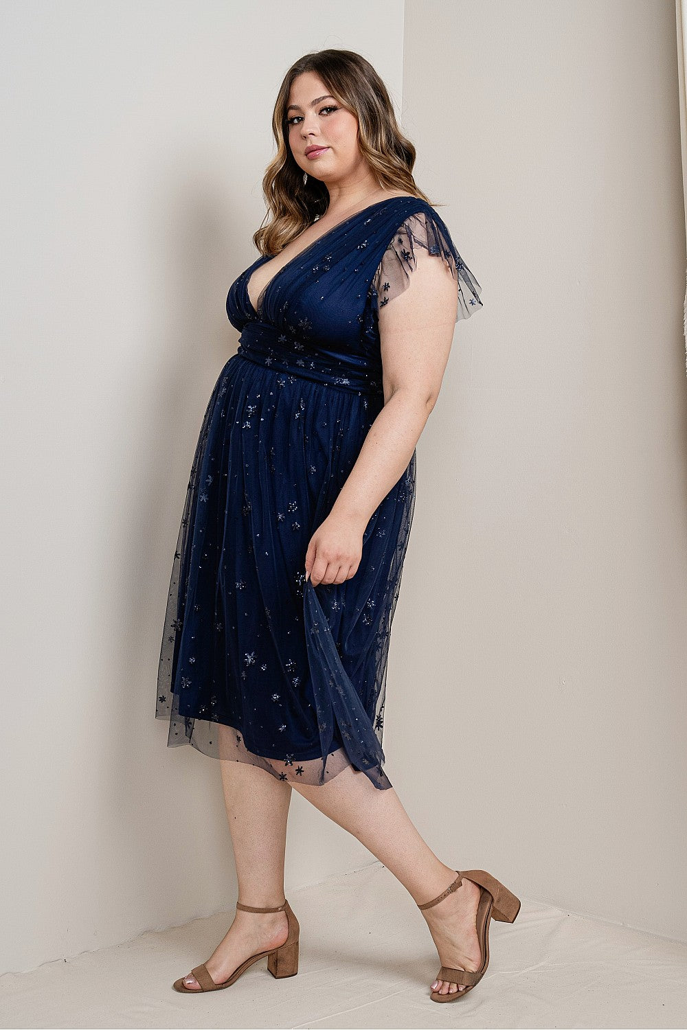 Stella Midi Dress in Sapphire