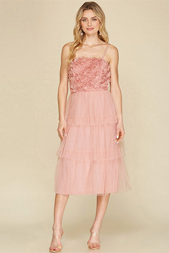 Rose Absolute Tulle Midi Dress