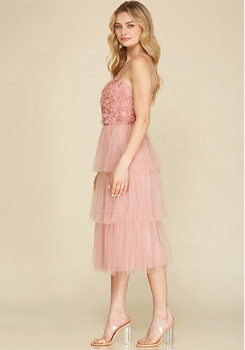 Rose Absolute Tulle Midi Dress