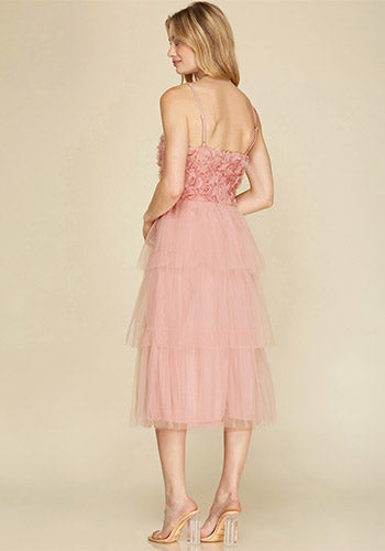 Rose Absolute Tulle Midi Dress