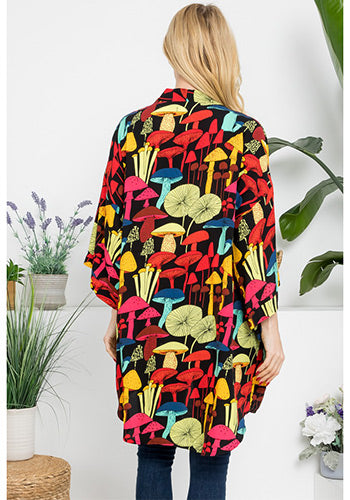 Mushrooms Kimono Black Multi