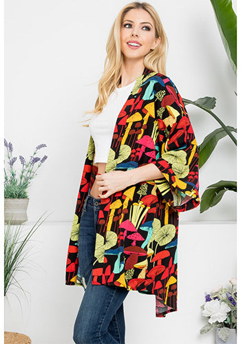 Mushrooms Kimono Black Multi