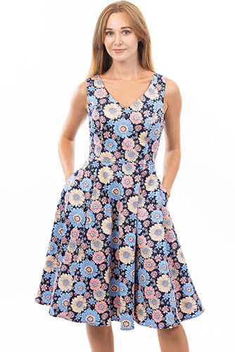 Walking on Sunshine Dress in Blue Pink