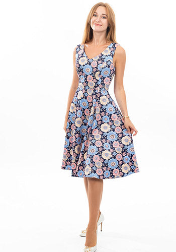 Walking on Sunshine Dress in Blue Pink