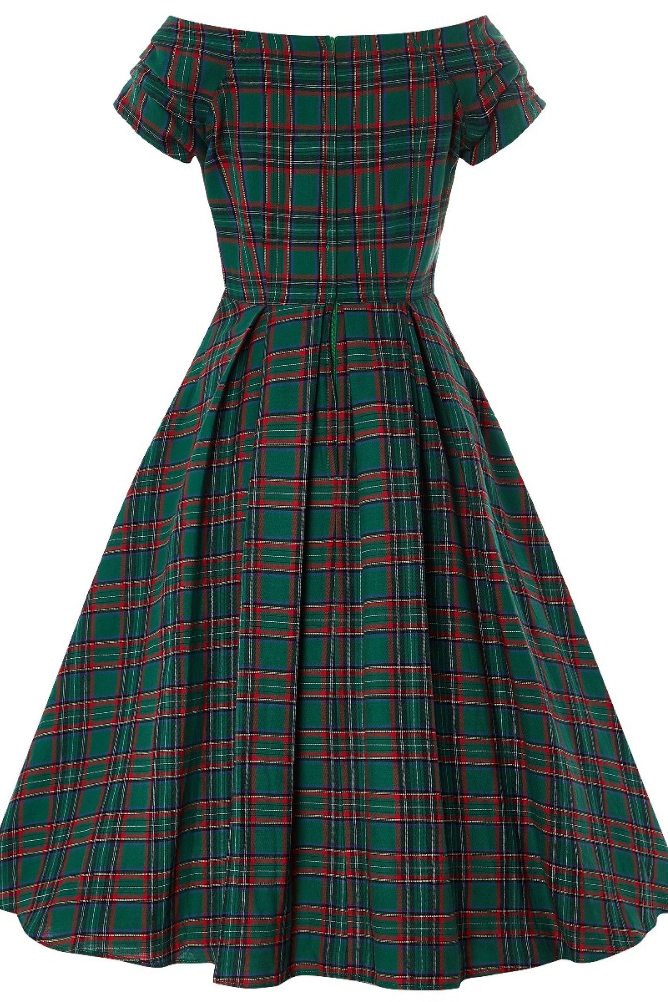 Lily Retro Dress in Green Tartan