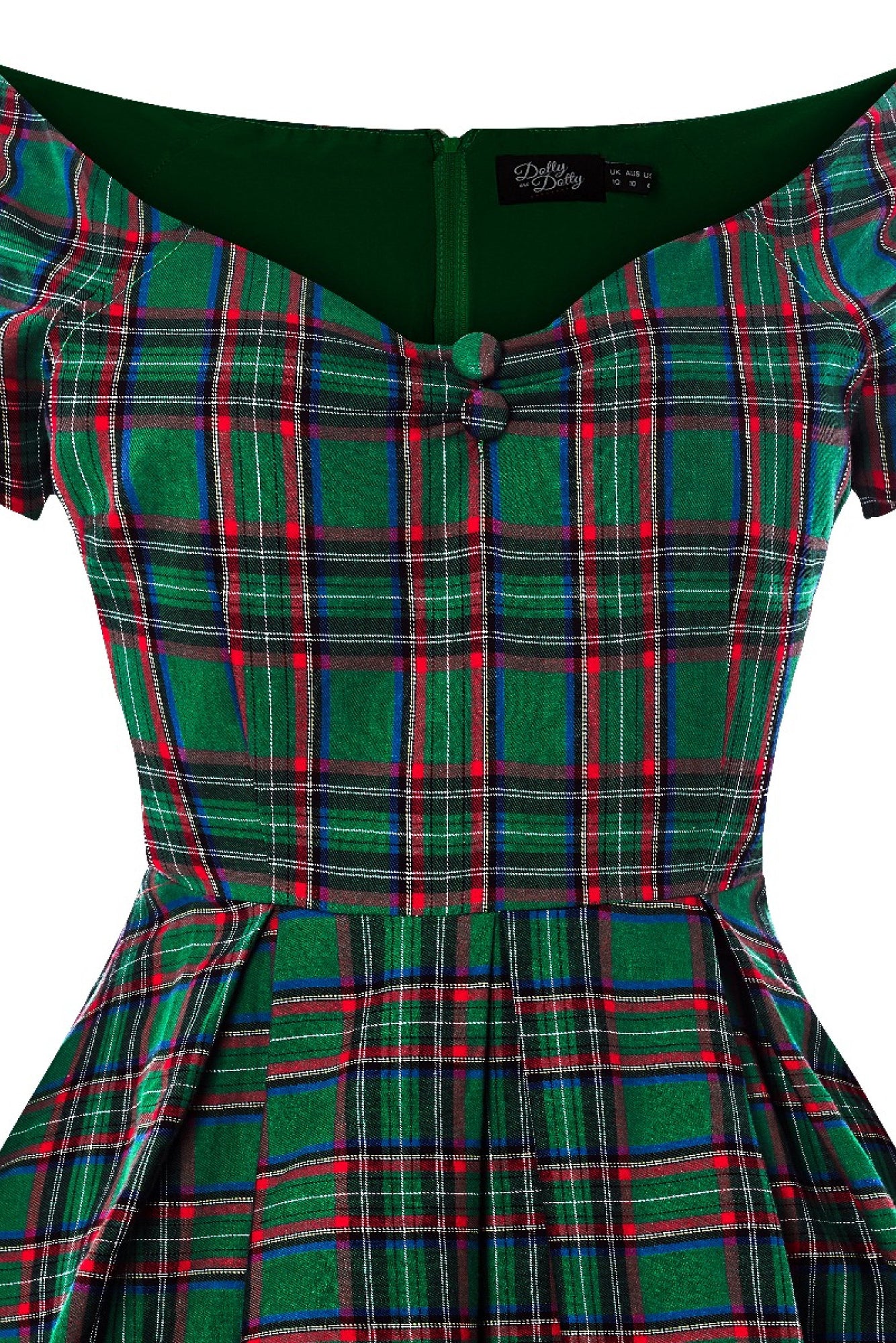 Lily Retro Dress in Green Tartan