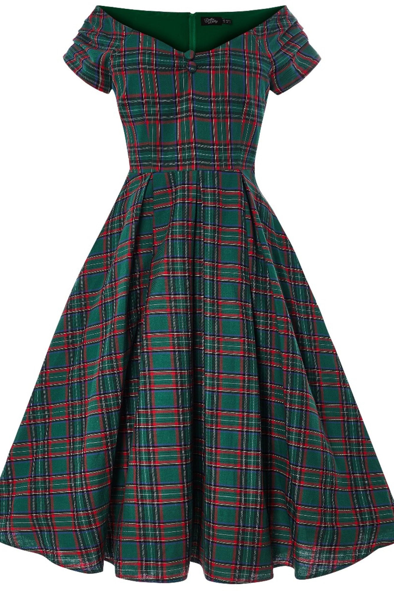 Lily Retro Dress in Green Tartan