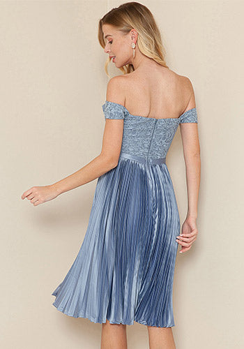 Charlotte Off Shoulder Dress in Blue