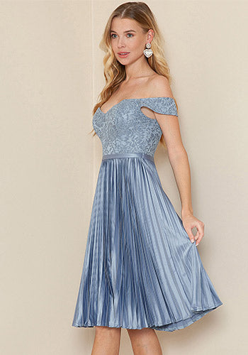 Charlotte Off Shoulder Dress in Blue