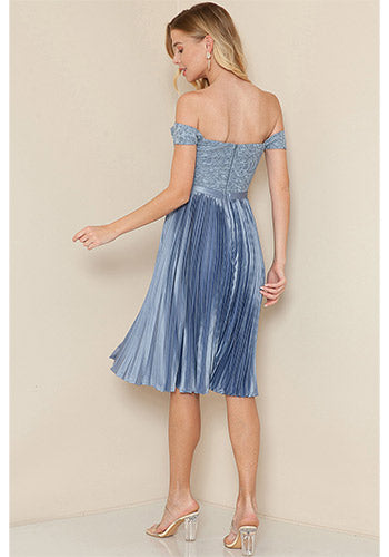 Charlotte Off Shoulder Dress in Blue