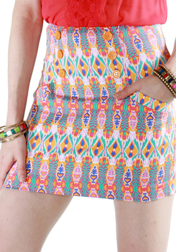 Aztec Print-cess Skirt in Orange - $9.99 : Women's Vintage-Style ...